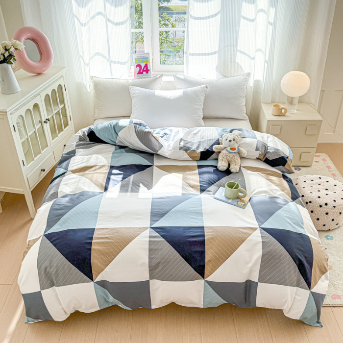 91家纺网 家纺一手货源 找家纺 帛织澜 2025新款全棉被套喷气12868系列纯棉单被套（预留缩水） 七巧板AA