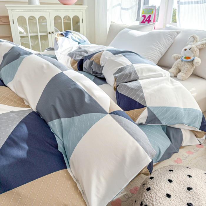 91家纺网 家纺一手货源 找家纺 帛织澜 2025新款全棉被套喷气12868系列纯棉单被套（预留缩水） 七巧板AA