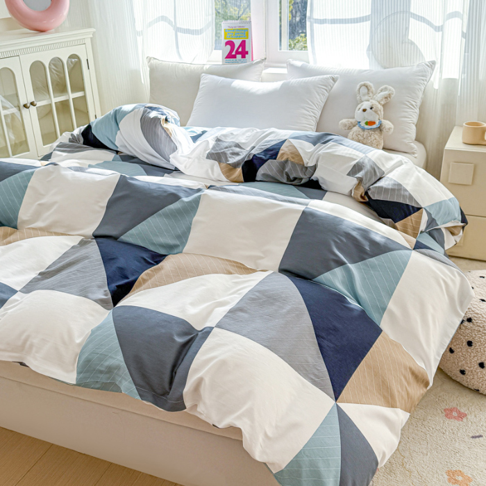 91家纺网 家纺一手货源 找家纺 帛织澜 2025新款全棉被套喷气12868系列纯棉单被套（预留缩水） 七巧板AA