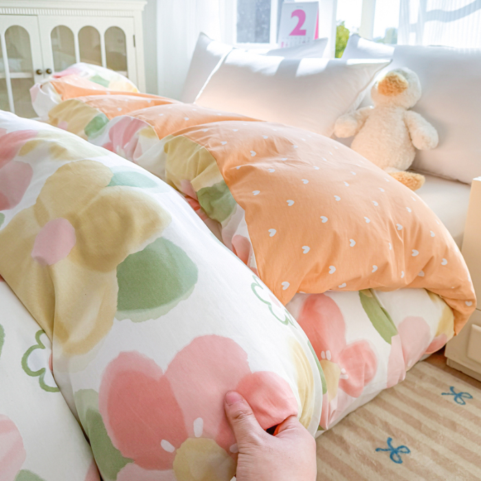 91家纺网 家纺一手货源 找家纺 帛织澜 2025新款全棉被套喷气12868系列纯棉单被套（预留缩水） 花季物语