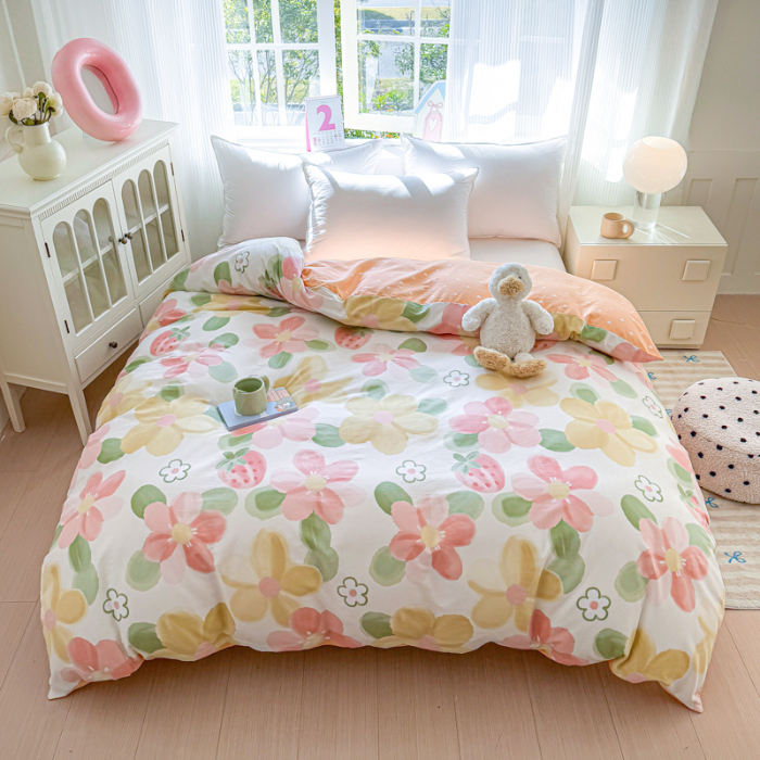 91家纺网 家纺一手货源 找家纺 帛织澜 2025新款全棉被套喷气12868系列纯棉单被套（预留缩水） 花季物语