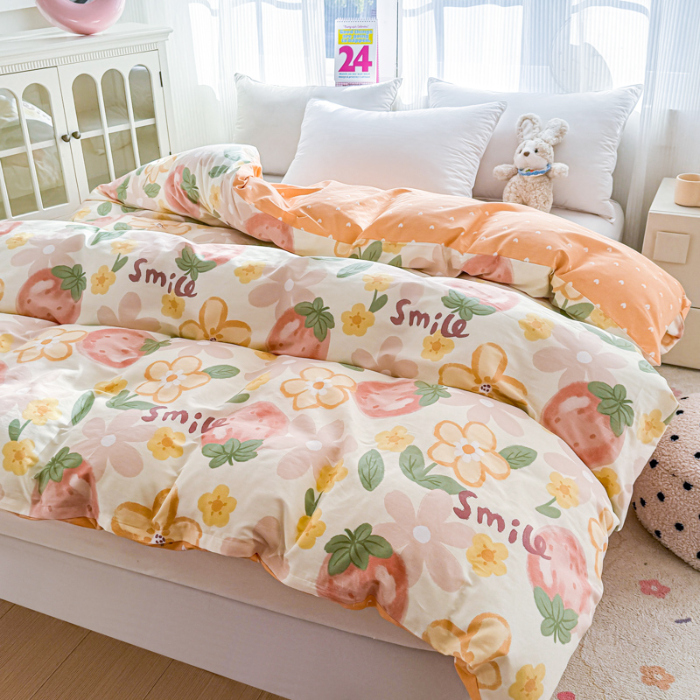 91家纺网 家纺一手货源 找家纺 帛织澜 2025新款全棉被套喷气12868系列纯棉单被套（预留缩水）-草莓物语