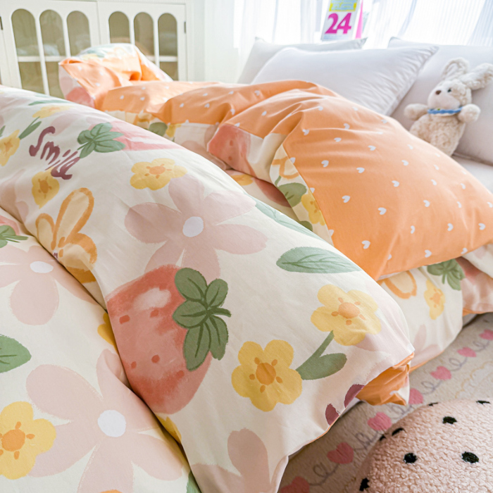 91家纺网 家纺一手货源 找家纺 帛织澜 2025新款全棉被套喷气12868系列纯棉单被套（预留缩水）-草莓物语