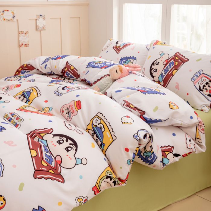 91家纺网 家纺一手货源 找家纺 乐居坊 2025新款亲肤舒适A类水洗云朵棉四件套-场景一 糖果派对