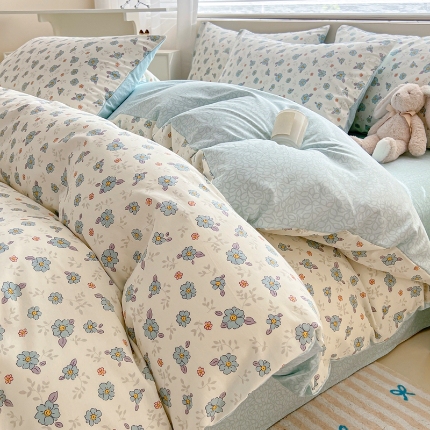 91家纺网 家纺一手货源 找家纺 （总）文艺风ins碎花被套全棉四件套纯棉被套床单床笠