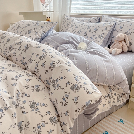 91家纺网 家纺一手货源 找家纺 （总）文艺风ins碎花被套全棉四件套纯棉被套床单床笠