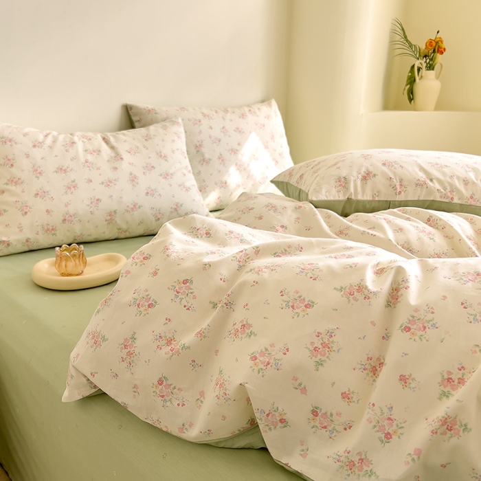 91家纺网 家纺一手货源 找家纺 DoDo 兜兜 【 可定制尺寸】2025新款全棉40支13372印花四件套 朵拾