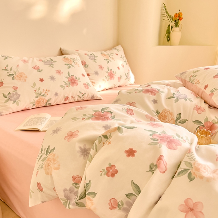 91家纺网 家纺一手货源 找家纺 DoDo 兜兜 【 可定制尺寸】2025新款全棉40支13372印花四件套 芳菲