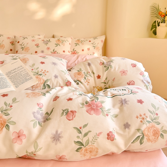 91家纺网 家纺一手货源 找家纺 DoDo 兜兜 【 可定制尺寸】2025新款全棉40支13372印花四件套 芳菲