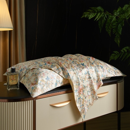 黄鹂鸟 2025新款高端轻奢丝滑裸睡丝绸印花水洗真丝天丝单品枕套 小碎花米