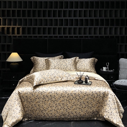 91家纺网 家纺一手货源 找家纺 （总）黄鹂鸟 2025新款高端轻奢丝滑裸睡丝绸数码印花水洗真丝天丝四件套系列 -风格二