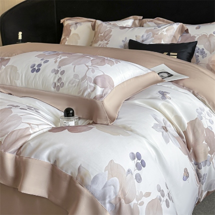 91家纺网 家纺一手货源 找家纺 （总）蓝米卡夫 2025新品-50支天丝莱赛尔数码印花夏被+四件套（礼盒包装）