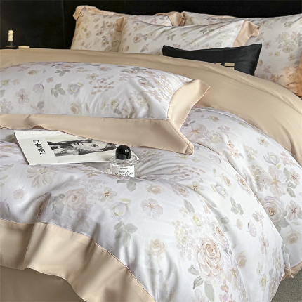 91家纺网 家纺一手货源 找家纺 （总）蓝米卡夫 2025新品-50支天丝莱赛尔数码印花夏被+四件套（礼盒包装）