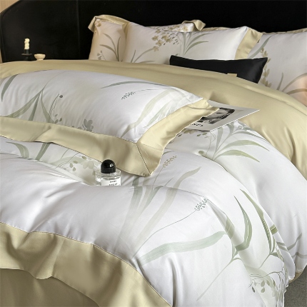 91家纺网 家纺一手货源 找家纺 （总）蓝米卡夫 2025新品-50支天丝莱赛尔数码印花夏被+四件套（礼盒包装）