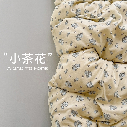 源莱 2025新款加厚针织棉双层纱系列四件套直播爆款 小茶花