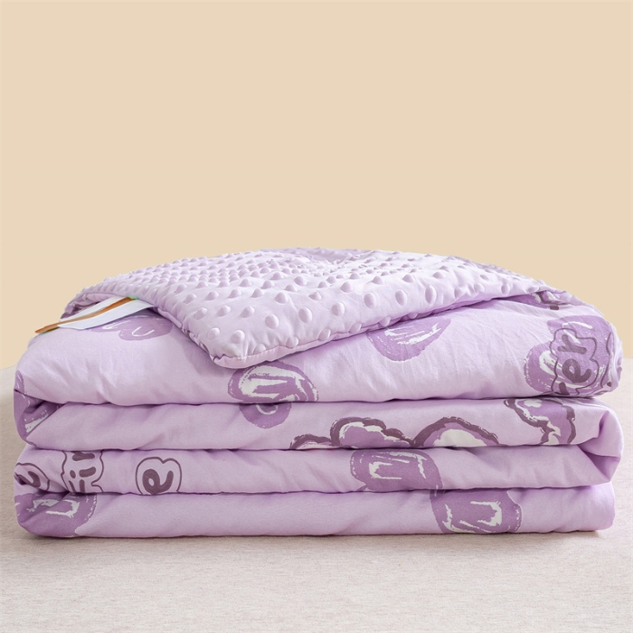 91家纺网 家纺一手货源 找家纺 米乐被业 2025新款水洗棉凉豆豆夏被 紫兔兔