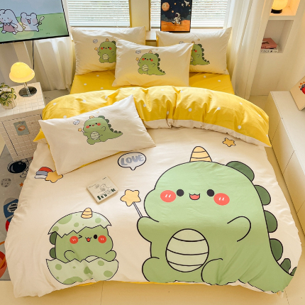 91家纺网 家纺一手货源 找家纺 （总）孩子王 2025新款亲肤活性大版纯棉专版太空人卡通学生儿童宿舍四件套系列