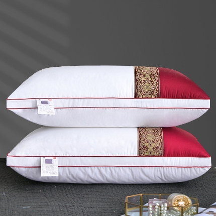 兴丝露枕芯 拼色立体羽丝绒枕 拼色刺绣羽丝绒枕芯 双边立体枕