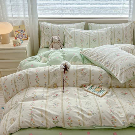 91家纺网 家纺一手货源 找家纺 （总）2025新款北欧简约全棉四件套13070纯棉床单被套学生宿舍三件套床上用品