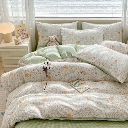 91家纺网 家纺一手货源 找家纺 （总）2025新款北欧简约全棉四件套13070纯棉床单被套学生宿舍三件套床上用品