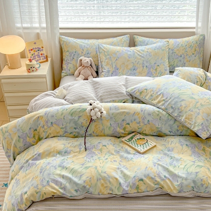 91家纺网 家纺一手货源 找家纺 （总）2025新款北欧简约全棉四件套13070纯棉床单被套学生宿舍三件套床上用品