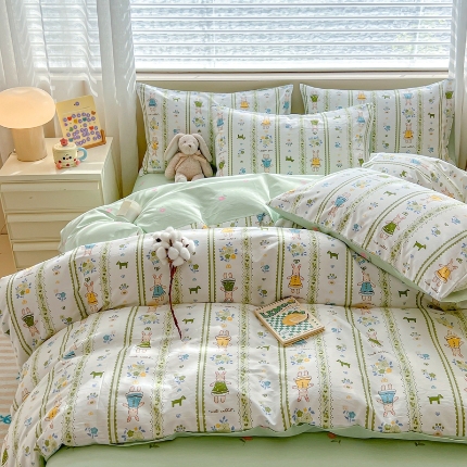 91家纺网 家纺一手货源 找家纺 （总）2025新款北欧简约全棉四件套13070纯棉床单被套学生宿舍三件套床上用品