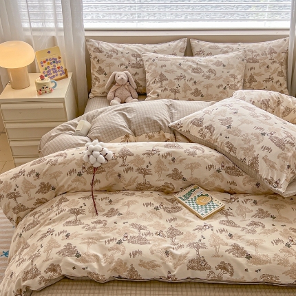 91家纺网 家纺一手货源 找家纺 （总）2025新款北欧简约全棉四件套13070纯棉床单被套学生宿舍三件套床上用品