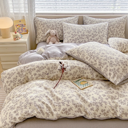 91家纺网 家纺一手货源 找家纺 （总）2025新款北欧简约全棉四件套13070纯棉床单被套学生宿舍三件套床上用品