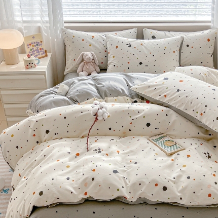 91家纺网 家纺一手货源 找家纺 （总）2025新款北欧简约全棉四件套13070纯棉床单被套学生宿舍三件套床上用品