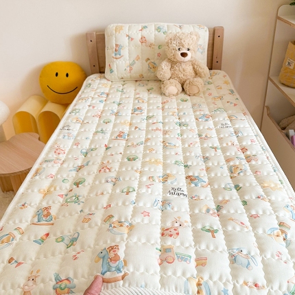 91家纺网 家纺一手货源 找家纺 （总）嗨生活 2025新款7A抗菌全棉双层纱床垫 床褥 幼儿园床垫 儿童床垫 支持定做 