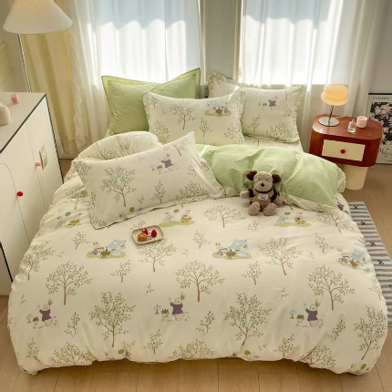 91家纺网 家纺一手货源 找家纺 （总）菲梵家纺 2025新款小清新喷气印花全棉单品枕套