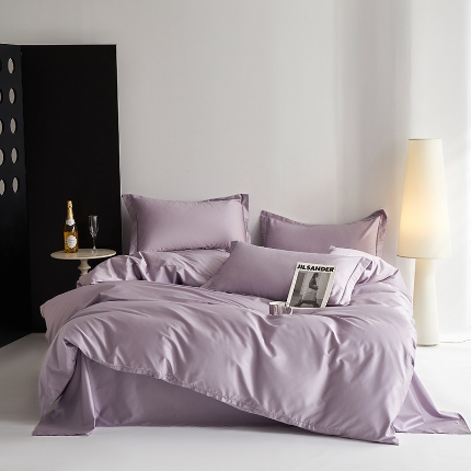 91家纺网 家纺一手货源 找家纺 （总）寝柔2025100S长绒棉全棉贡缎纯色四件套床单床笠款