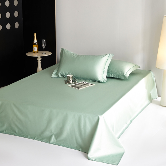 91家纺网 家纺一手货源 找家纺 2025年新款100支纯棉长绒棉全棉贡缎纯色枕套 薄荷绿