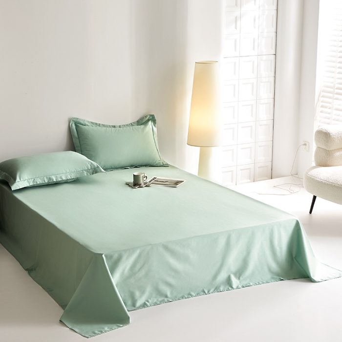 91家纺网 家纺一手货源 找家纺 2025年新款100支纯棉长绒棉全棉贡缎纯色枕套 薄荷绿