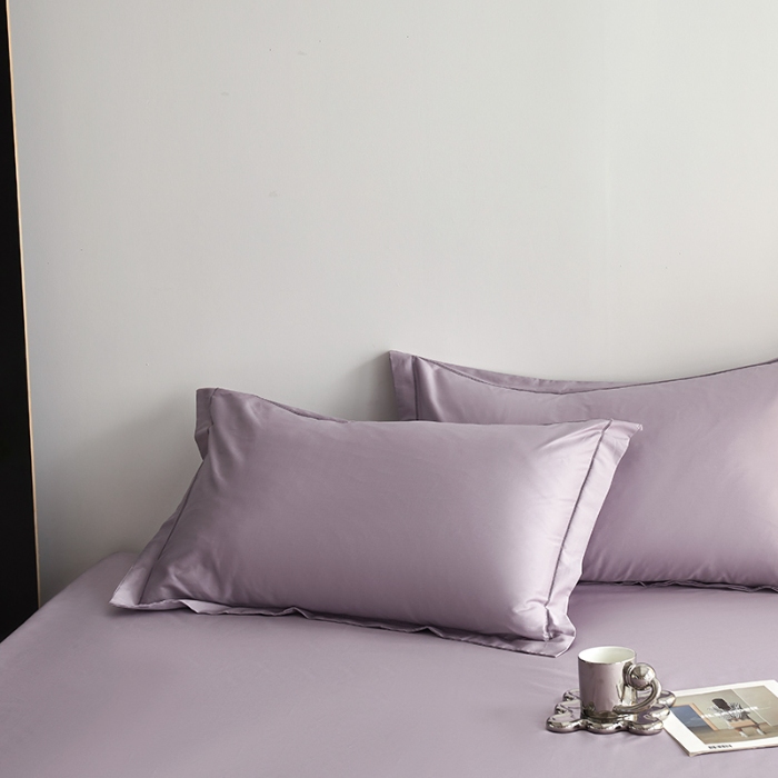 91家纺网 家纺一手货源 找家纺 2025年新款100支纯棉长绒棉全棉贡缎纯色枕套 风信紫