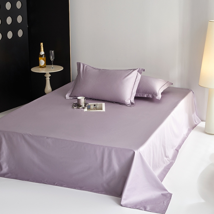 91家纺网 家纺一手货源 找家纺 2025年新款100支纯棉长绒棉全棉贡缎纯色枕套 风信紫