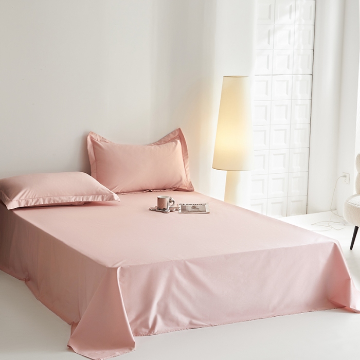 91家纺网 家纺一手货源 找家纺 2025年新款100支纯棉长绒棉全棉贡缎纯色枕套 蜜汁粉