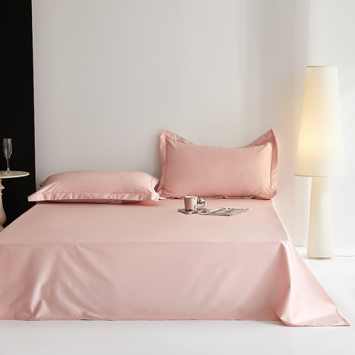 91家纺网 家纺一手货源 找家纺 2025年新款100支纯棉长绒棉全棉贡缎纯色枕套 蜜汁粉