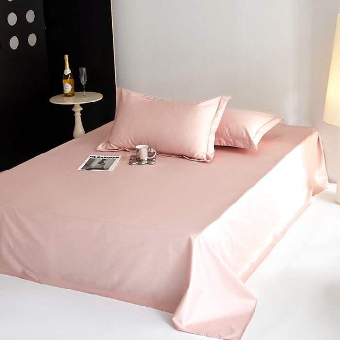 91家纺网 家纺一手货源 找家纺 2025年新款100支纯棉长绒棉全棉贡缎纯色枕套 蜜汁粉