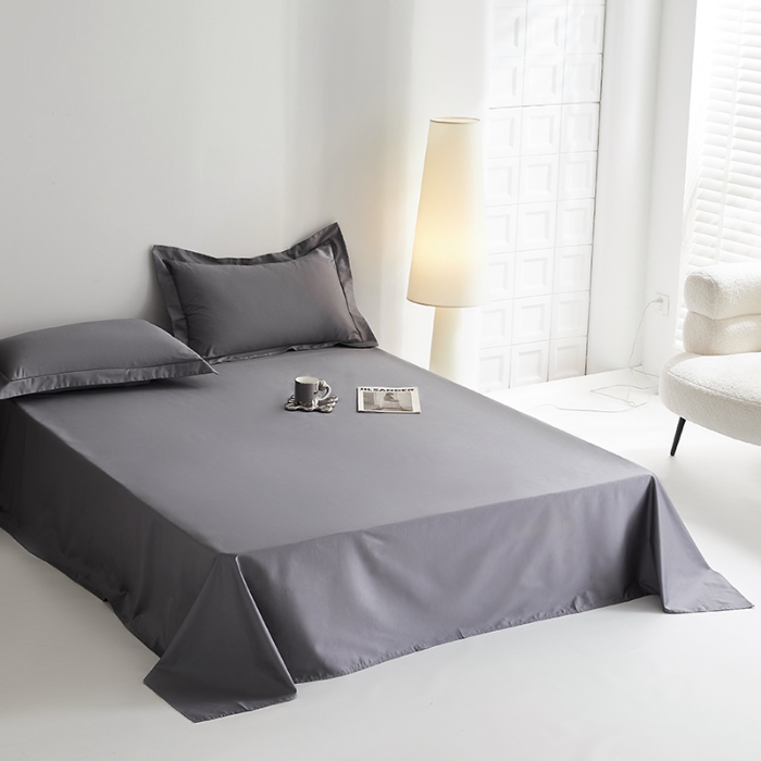 91家纺网 家纺一手货源 找家纺 2025年新款100支纯棉长绒棉全棉贡缎纯色枕套 气质灰