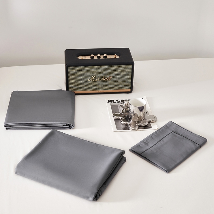 91家纺网 家纺一手货源 找家纺 2025年新款100支纯棉长绒棉全棉贡缎纯色枕套 气质灰