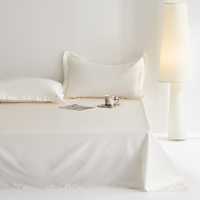 91家纺网 家纺一手货源 找家纺 2025年新款100支纯棉长绒棉全棉贡缎纯色枕套 雪月白