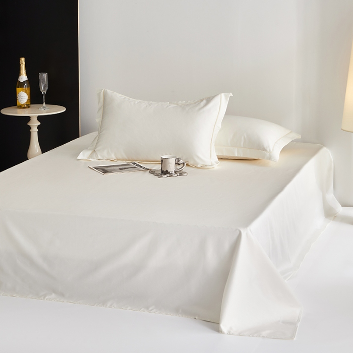 91家纺网 家纺一手货源 找家纺 2025年新款100支纯棉长绒棉全棉贡缎纯色枕套 雪月白