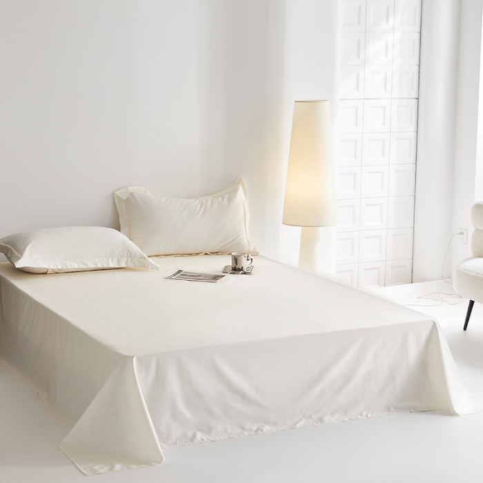 91家纺网 家纺一手货源 找家纺 2025年新款100支纯棉长绒棉全棉贡缎纯色枕套 雪月白