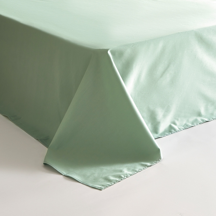 91家纺网 家纺一手货源 找家纺 2025年新款100支全棉贡缎纯色纯棉床单素色 薄荷绿