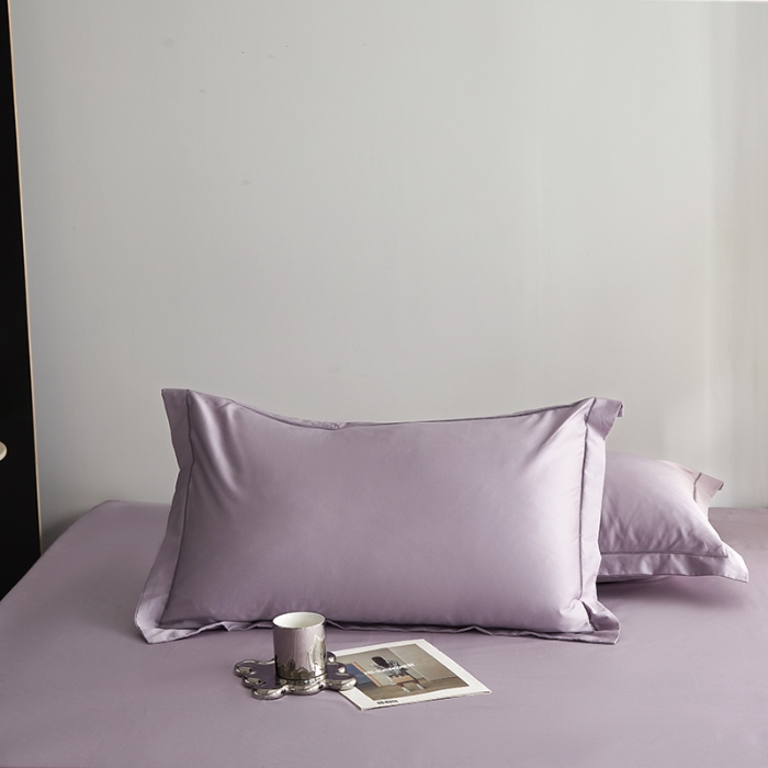 91家纺网 家纺一手货源 找家纺 2025年新款100支全棉贡缎纯色纯棉床单素色 风信紫