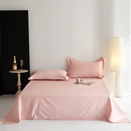 2025年新款100支全棉贡缎纯色纯棉床单素色 蜜汁粉