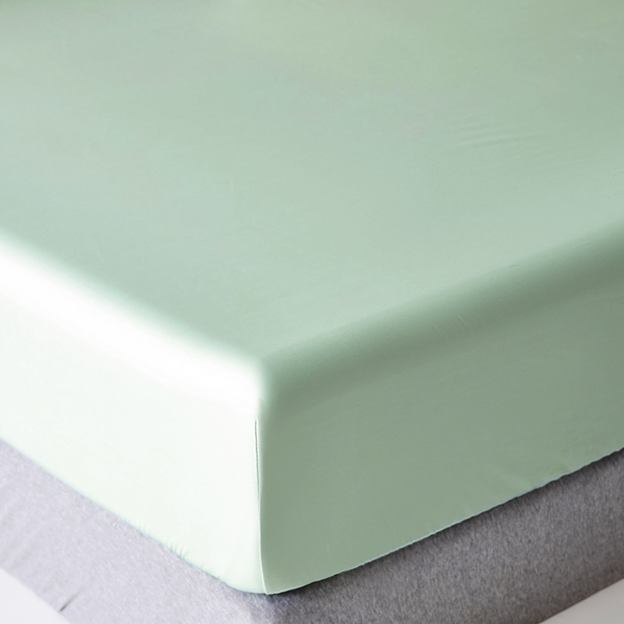 91家纺网 家纺一手货源 找家纺 2025年新款100S全棉贡缎纯色长绒棉纯棉床笠多规格 薄荷绿