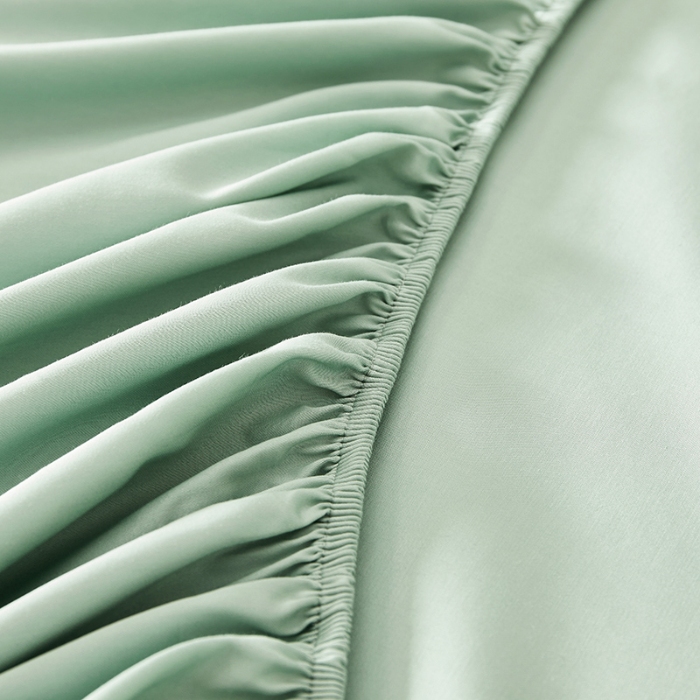91家纺网 家纺一手货源 找家纺 2025年新款100S全棉贡缎纯色长绒棉纯棉床笠多规格 薄荷绿