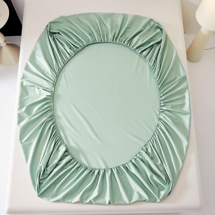 91家纺网 家纺一手货源 找家纺 2025年新款100S全棉贡缎纯色长绒棉纯棉床笠多规格 薄荷绿